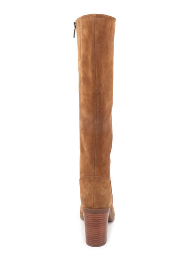 KENNETH COLE NEW YORK Womens Brown Waterproof Goring Nikki Almond Toe Stacked Heel Zip-Up Leather Dress Boots 7.5 M