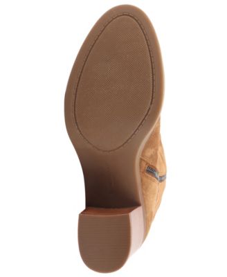 KENNETH COLE NEW YORK Womens Brown Waterproof Goring Nikki Almond Toe Stacked Heel Zip-Up Leather Dress Heeled Boots M