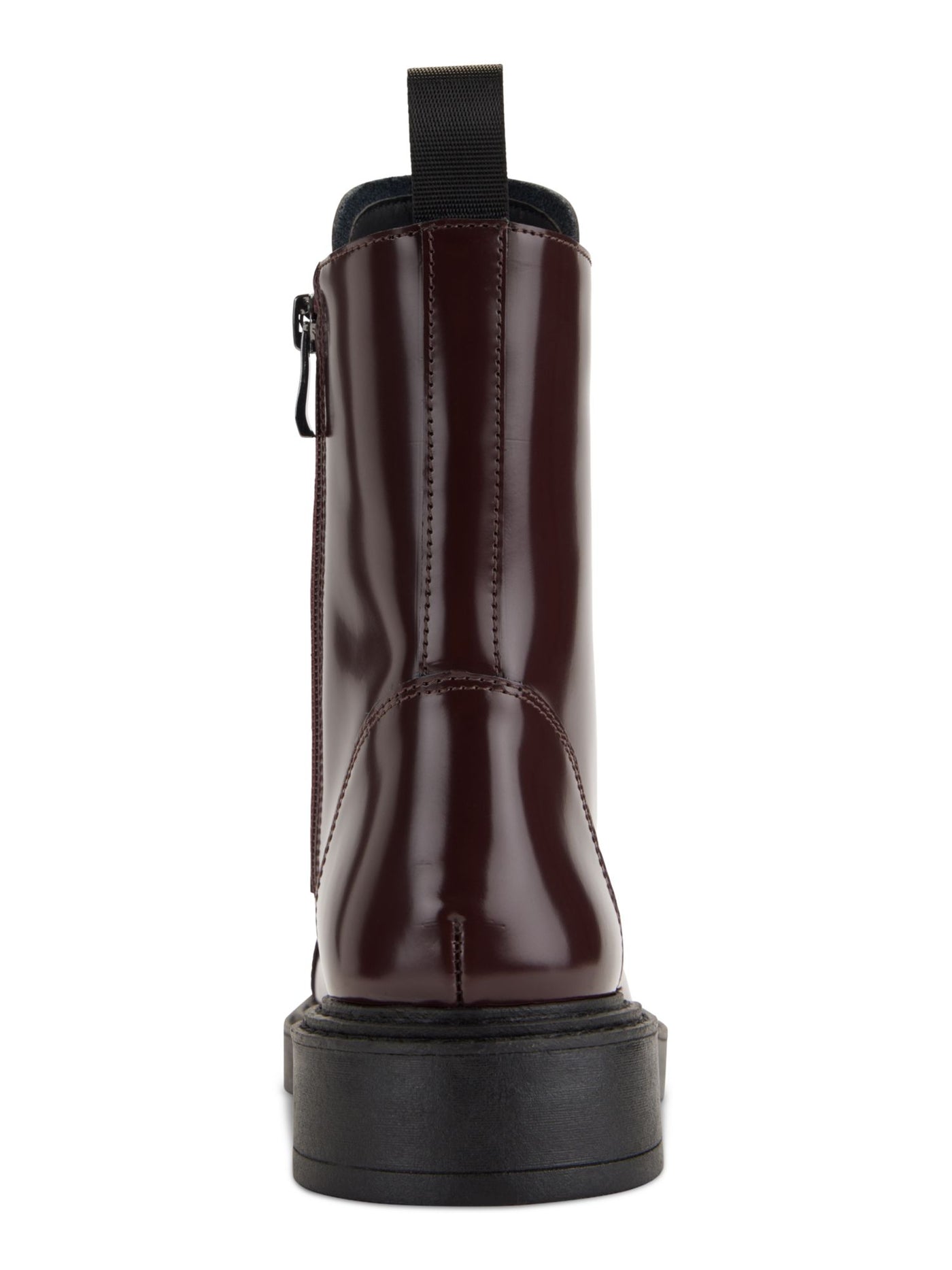 DKNY Womens Burgundy Lace Up Hardware Accents Padded Malaya Cap Toe Block Heel Zip-Up Leather Combat Boots 9.5