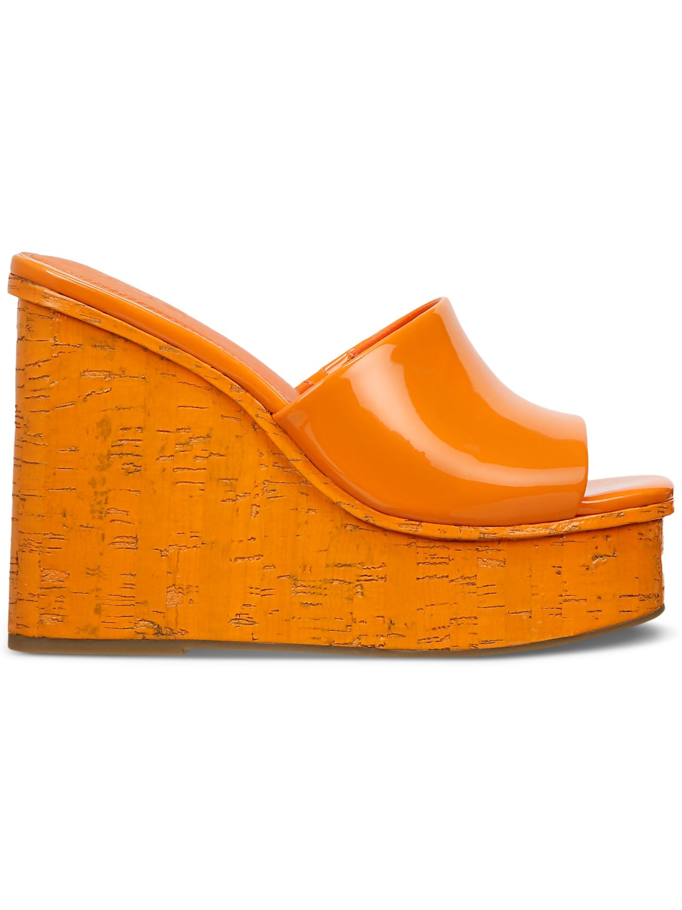 INC Womens Orange 1-1/2" Platform Cork Heel Goring Padded Melinaa Square Toe Wedge Slip On Dress Heeled Sandal 6 M