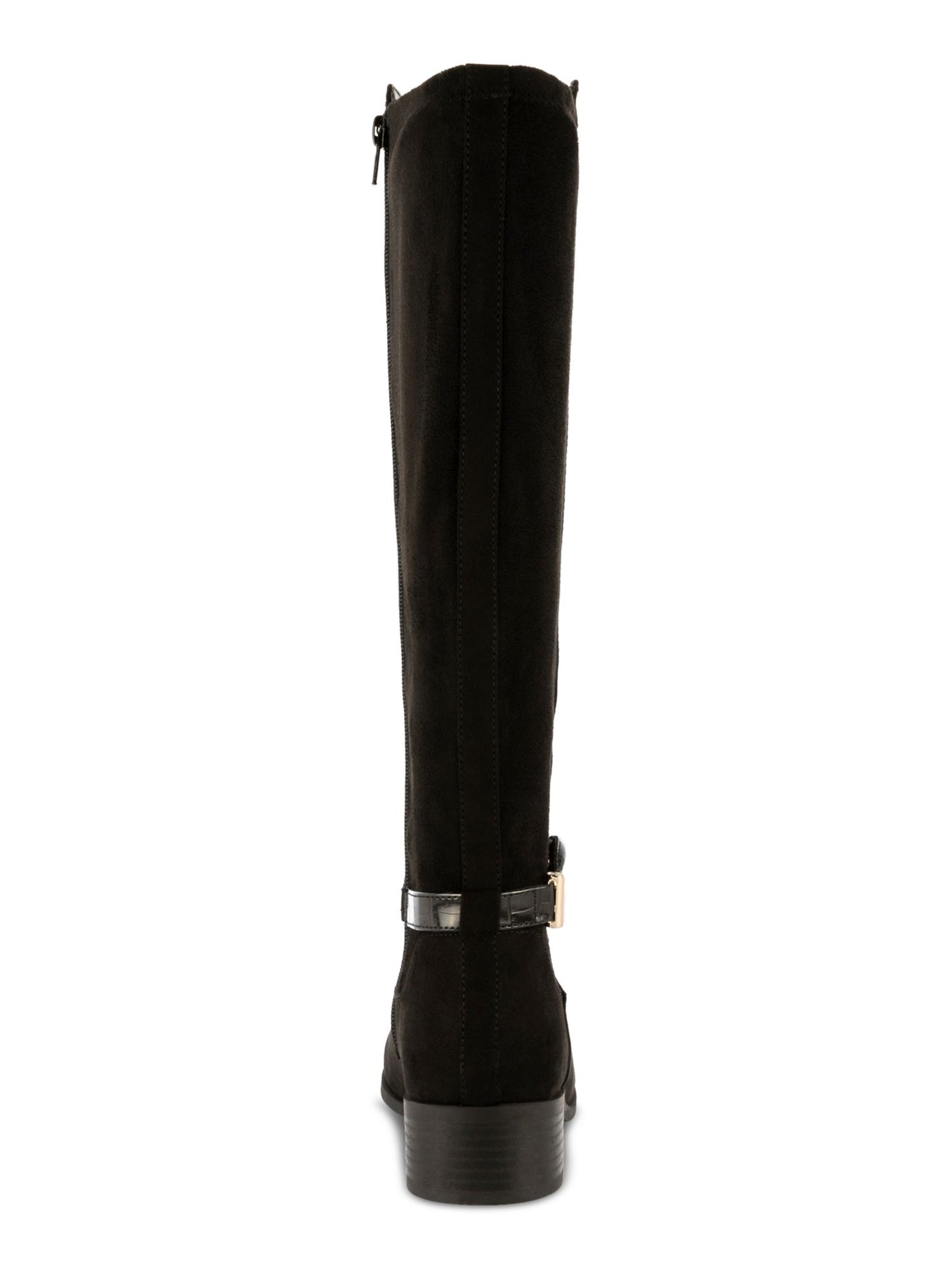 KAREN SCOTT Womens Black Croc Buckle Accent Stretch Padded Stanell Almond Toe Block Heel Zip-Up Riding Boot 9 M