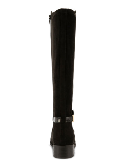 KAREN SCOTT Womens Black Croc Buckle Accent Stretch Padded Stanell Almond Toe Block Heel Zip-Up Riding Boot 9 M