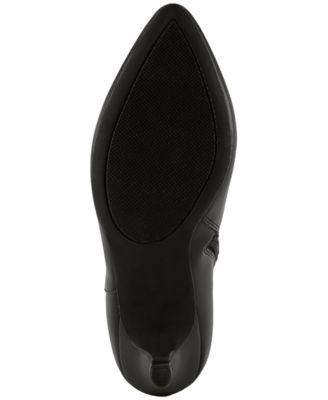 KAREN SCOTT Womens Black Mixed Media Buckle Accent Snake Goring Padded Freyln Almond Toe Stiletto Zip-Up Dress Heeled Boots M