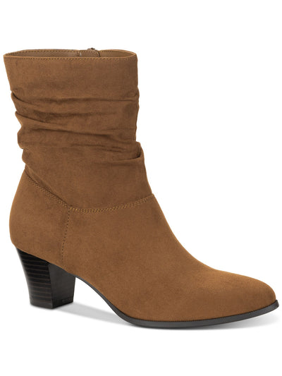 STYLE & COMPANY Womens Brown Slouching Cushioned Piviee Almond Toe Stacked Heel Zip-Up Dress Slouch Boot 7 M