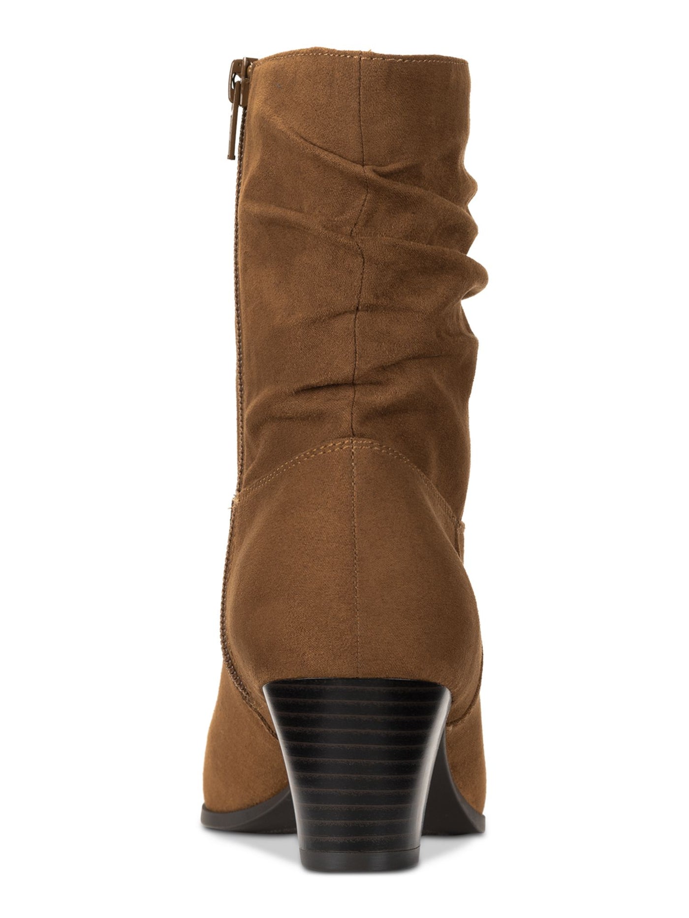 STYLE & COMPANY Womens Brown Slouching Cushioned Piviee Almond Toe Stacked Heel Zip-Up Dress Slouch Boot 7.5 M