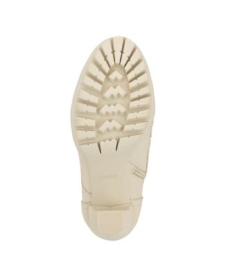 GUESS Womens Ivory 1" Platform Padded Collar Heel Pull Tab Lace Up Logo Hardware Padded Tanisa Round Toe Block Heel Zip-Up Heeled Boots M