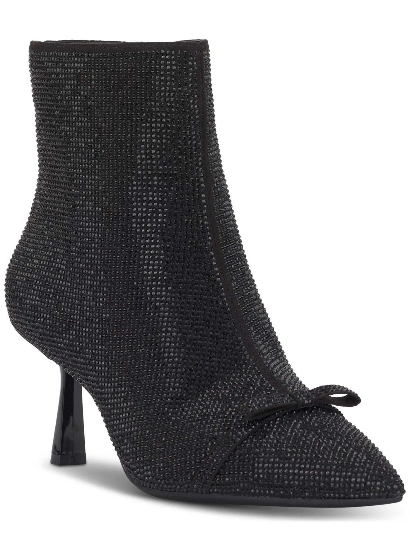 INC Womens Black Padded Rhinestone Bow Accent Delphia Pointed Toe Flare Zip-Up Dress Boots 5 M