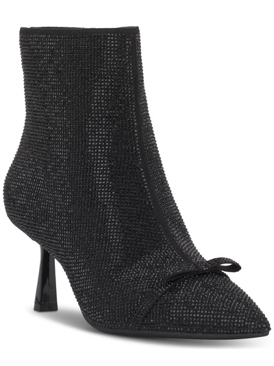 INC Womens Black Padded Rhinestone Bow Accent Delphia Pointed Toe Flare Zip-Up Dress Boots 5 M