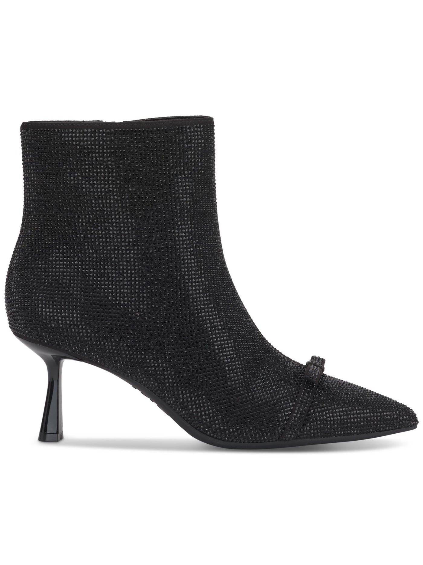 INC Womens Black Padded Rhinestone Bow Accent Delphia Pointed Toe Flare Zip-Up Dress Boots 5 M