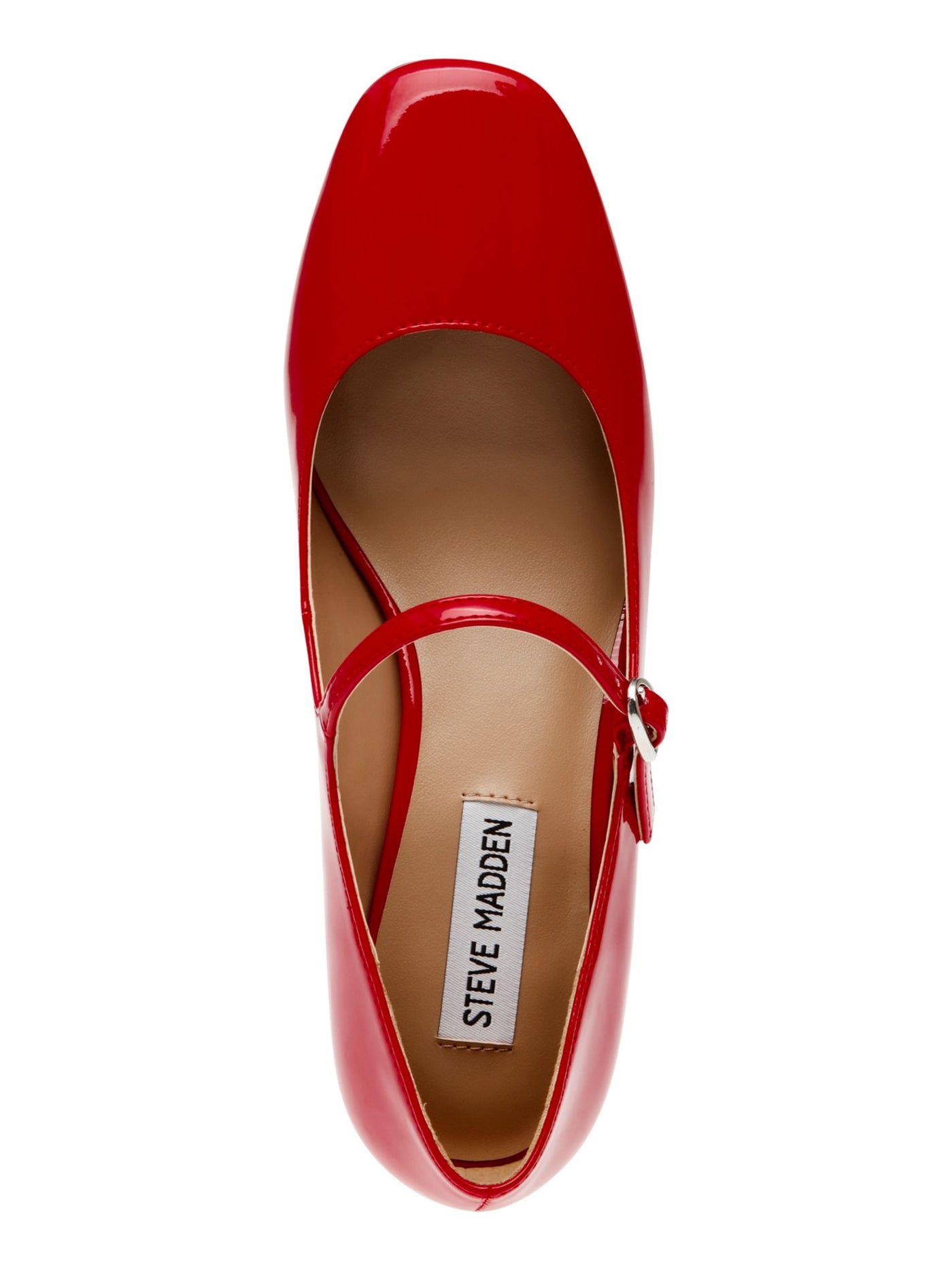STEVE MADDEN Womens Red Ankle Strap Padded Hawke Almond Toe Block Heel Buckle Mary Jane 7.5 M