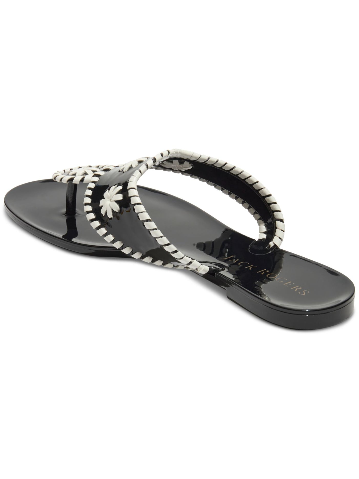JACK ROGERS Womens Black Color Block Whipstitch Jacks Round Toe Slip On Thong Sandals Shoes 11