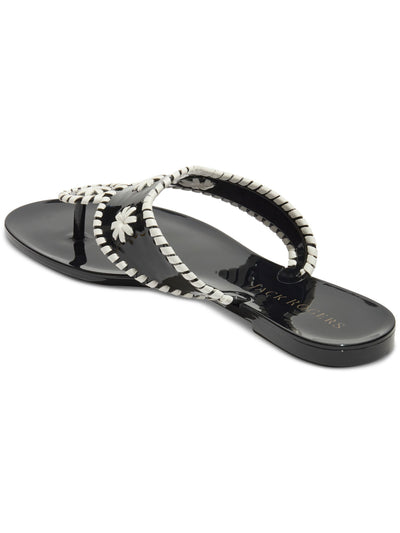 JACK ROGERS Womens Black Color Block Whipstitch Jacks Round Toe Slip On Thong Sandals Shoes 11