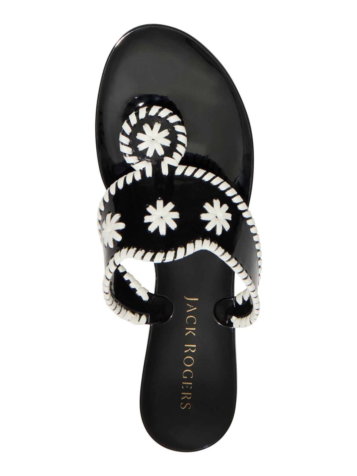 JACK ROGERS Womens Black Color Block Whipstitch Jacks Round Toe Slip On Thong Sandals Shoes 11