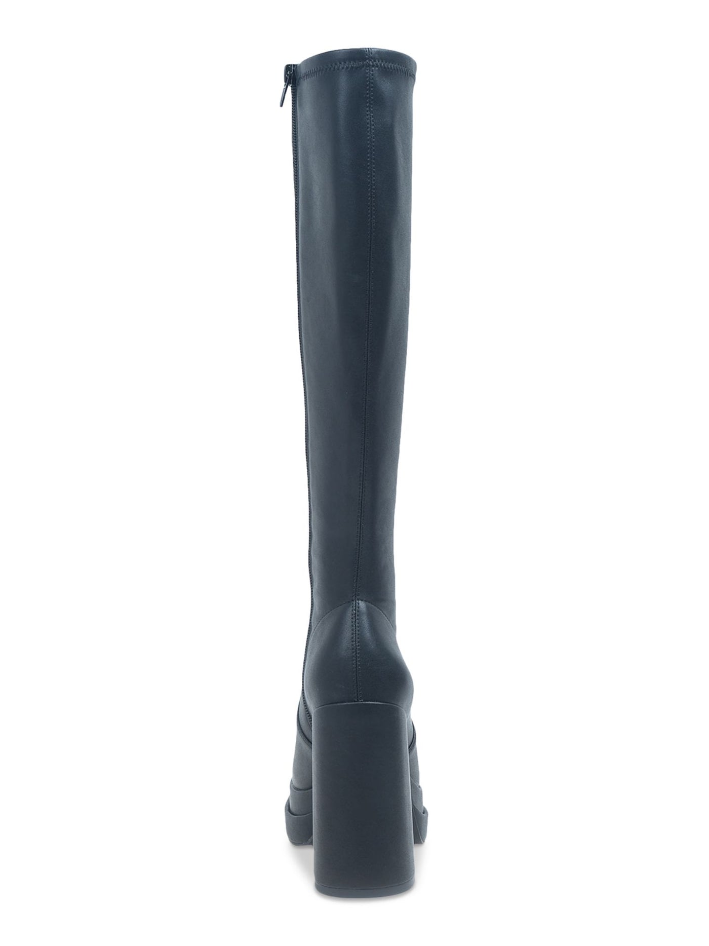 WILD PAIR Womens Black 1-1/2" Platform Padded Stretch Olyvia Square Toe Block Heel Zip-Up Heeled Boots 9.5 M