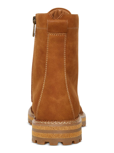MADDEN Mens Brown Lace-Up Front Heel Pull-Tab Padded M-eminor Round Toe Block Heel Zip-Up Boots Shoes 8.5 M