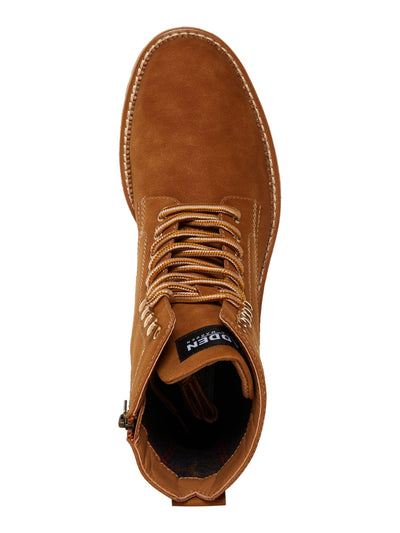 MADDEN Mens Brown Lace-Up Front Heel Pull-Tab Padded M-eminor Round Toe Block Heel Zip-Up Boots Shoes 8.5 M