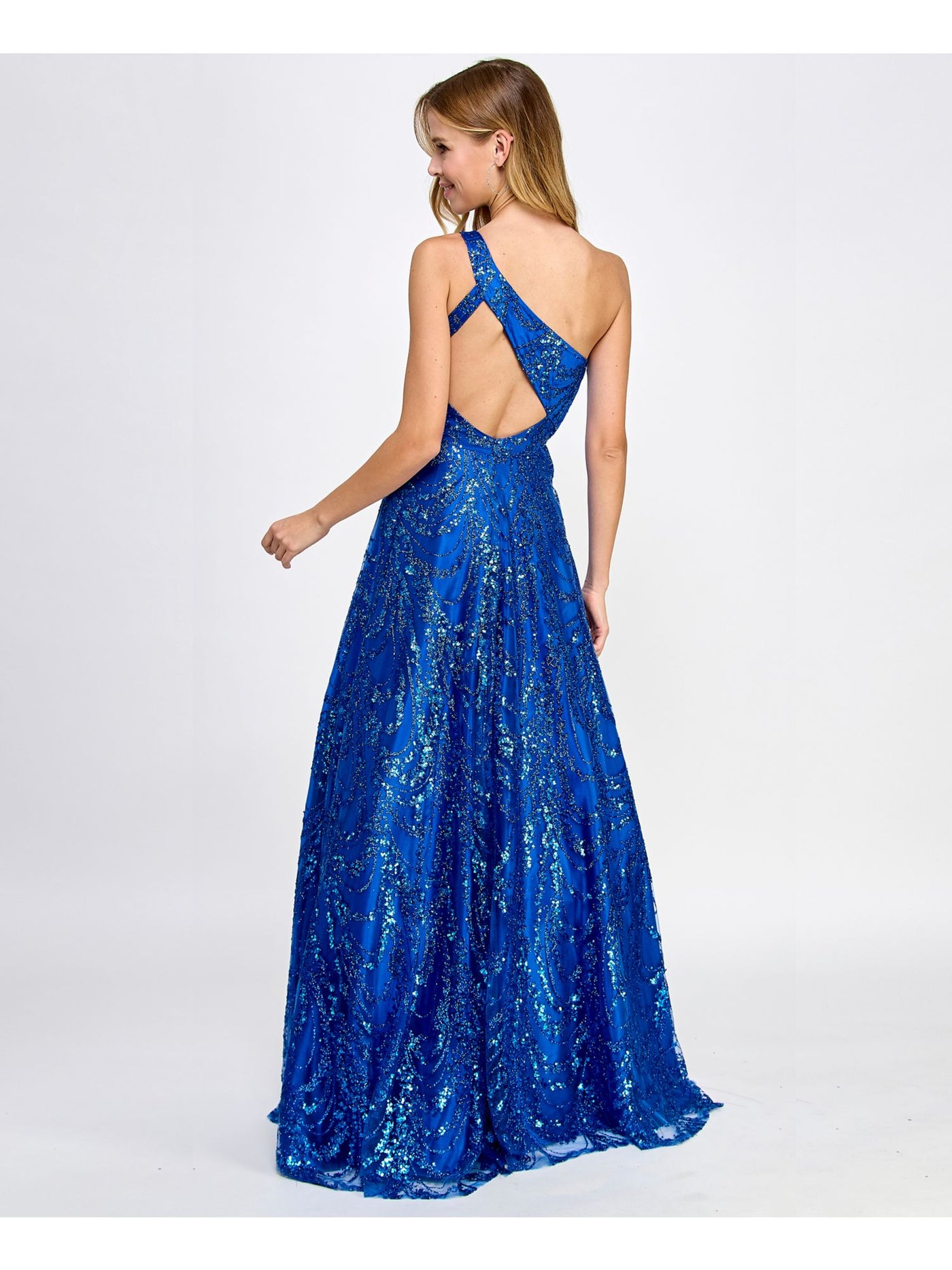 SAY YES TO THE PROM Womens Zippered Sleeveless Asymmetrical Neckline Full-Length Prom Gown Dress