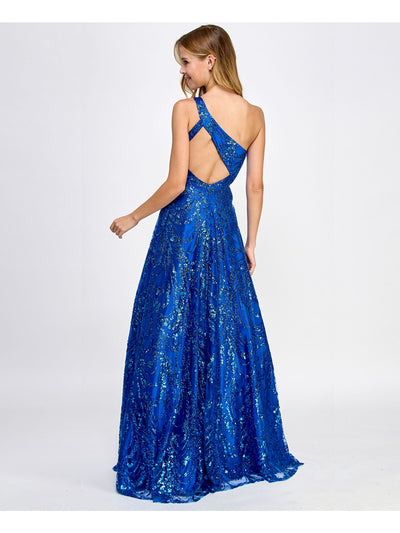 SAY YES TO THE PROM Womens Zippered Sleeveless Asymmetrical Neckline Full-Length Prom Gown Dress