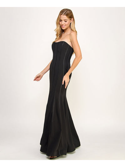 SPEECHLESS Womens Black Zippered Lined Corset-inspired Design Sleeveless Strapless Full-Length Prom Gown Dress Juniors 13