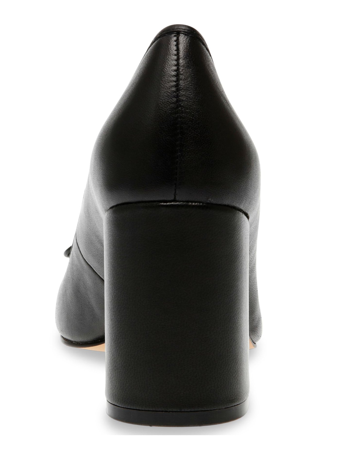 STEVE MADDEN Womens Black Bow Accent Padded Cohen Almond Toe Block Heel Slip On Leather Pumps Shoes 9.5 M