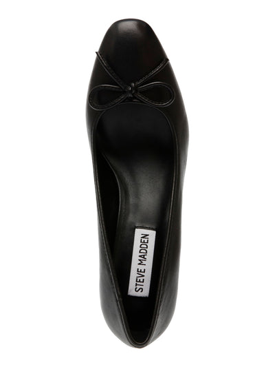 STEVE MADDEN Womens Black Bow Accent Padded Cohen Almond Toe Block Heel Slip On Pumps Shoes 7 M