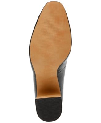 STEVE MADDEN Womens Black Bow Accent Padded Cohen Almond Toe Block Heel Slip On Pumps Shoes M