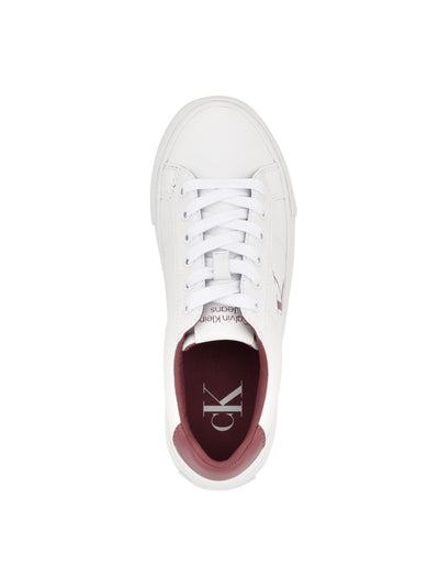 CALVIN KLEIN JEANS Womens White Color Block Logo Accent Padded Celbi Round Toe Lace-Up Sneakers Shoes 9 M