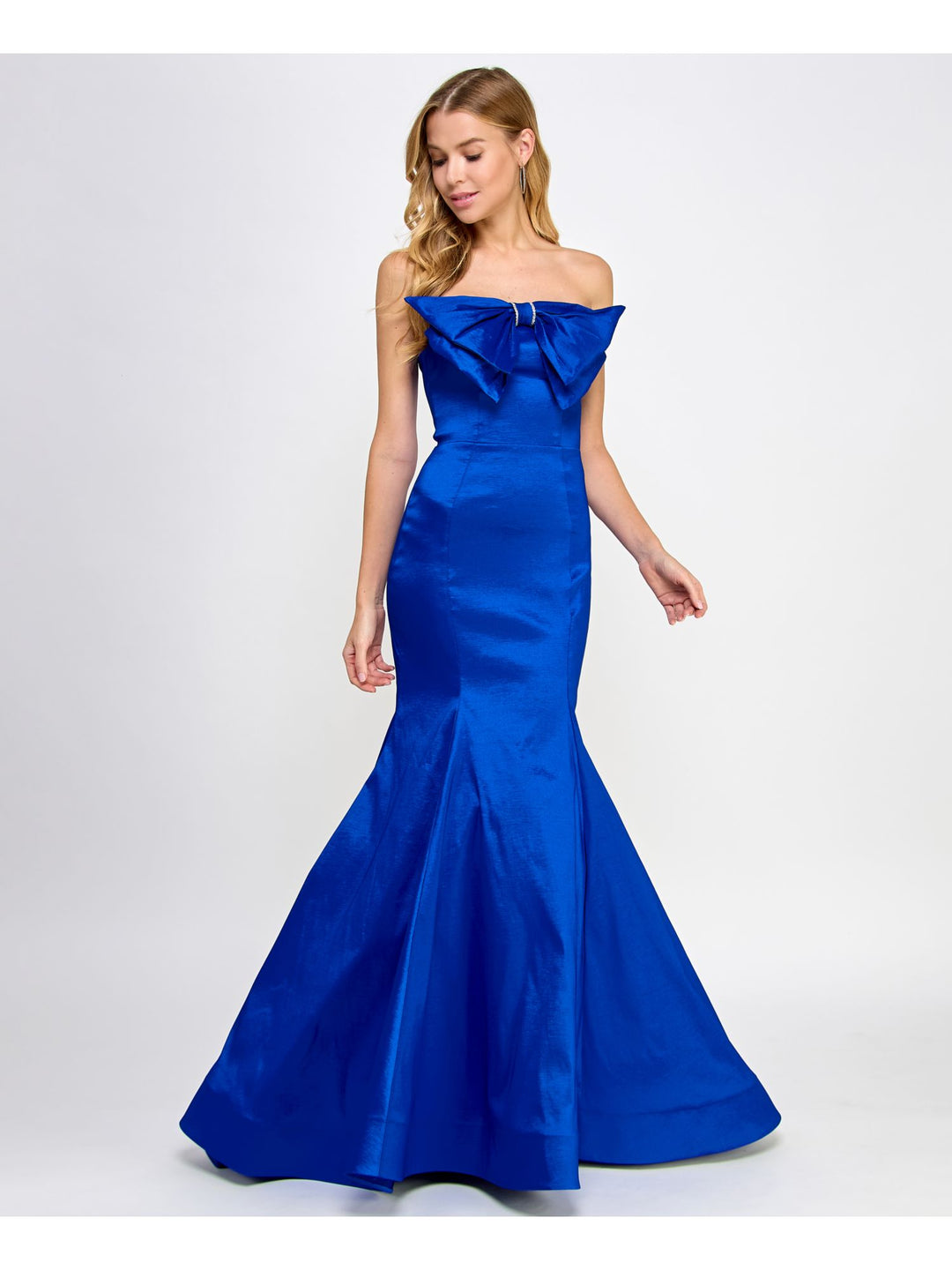 open lace back dress B. Darlin Womens Juniors Strapless Bow Evening Dress Blue 1/2