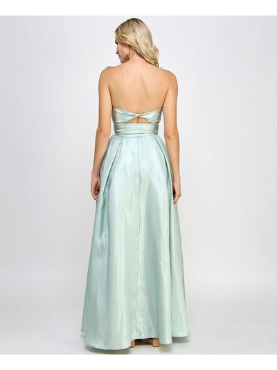 SPEECHLESS Womens Green Zippered Lined Iridescent Boning Bodice Cut Out Sleeveless Sweetheart Neckline Full-Length Formal Gown Dress Juniors 0