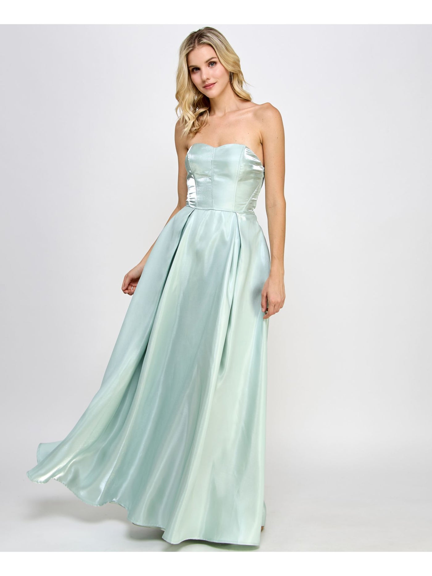 SPEECHLESS Womens Green Zippered Lined Iridescent Boning Bodice Cut Out Sleeveless Sweetheart Neckline Full-Length Formal Gown Dress Juniors 0