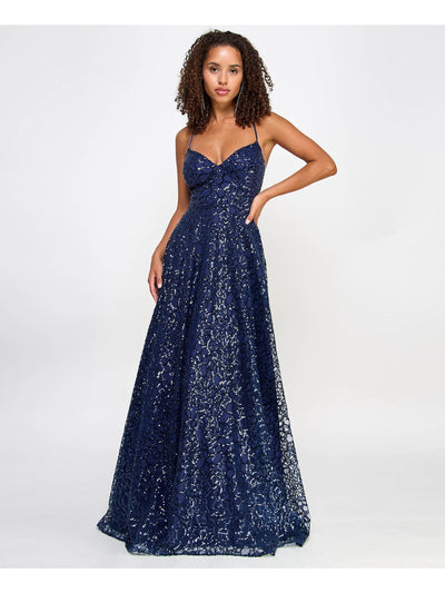 SAY YES TO THE PROM Womens Zippered Spaghetti Strap Sweetheart Neckline Full-Length Prom Gown Dress