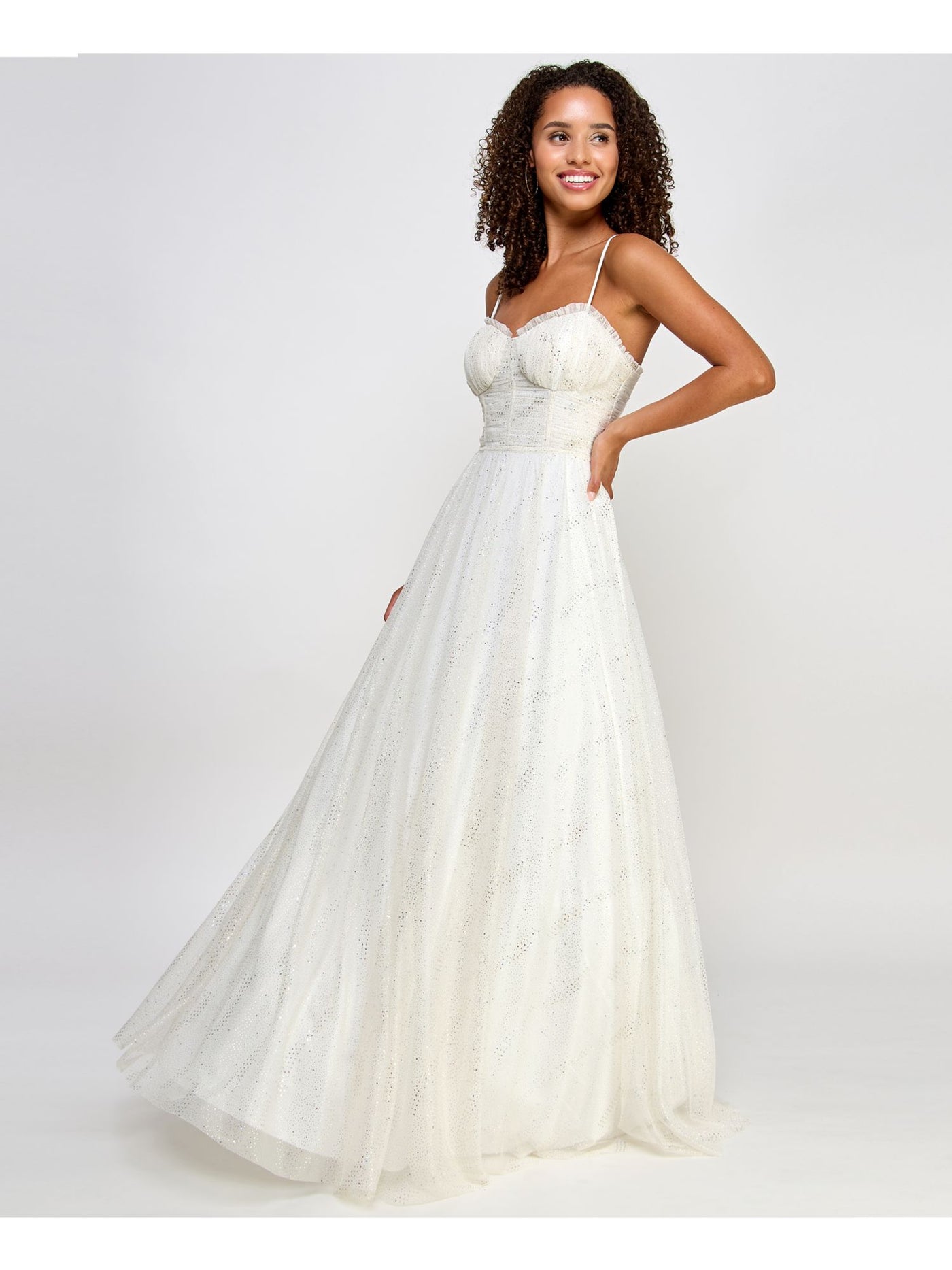 CITY STUDIO Womens Ruched Spaghetti Strap Sweetheart Neckline Full-Length Prom Gown Dress