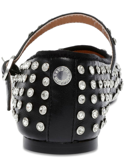STEVE MADDEN Womens Black Mary Jane Rhinestone Padded Vinetta Round Toe Buckle Flats Shoes 7.5 M