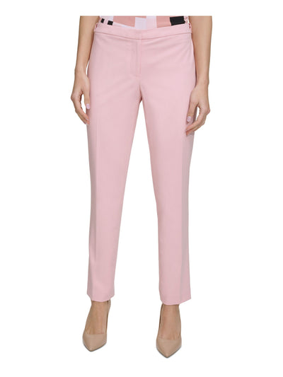 CALVIN KLEIN Womens Pink Zippered Pocketed Adjustable Sides Lined Wear To Work Straight leg Pants 16