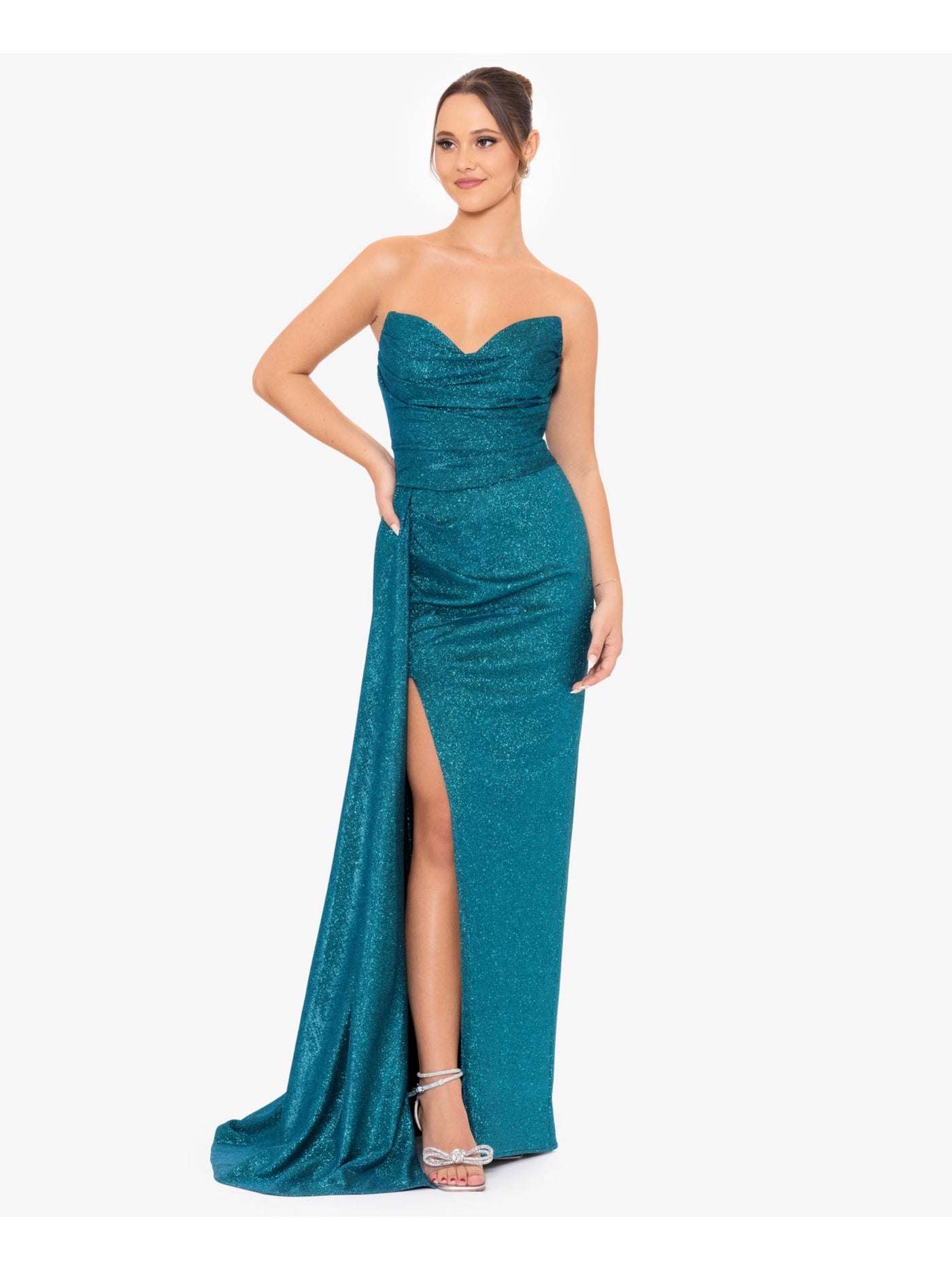 BLONDIE NITES Womens Slitted Sleeveless Sweetheart Neckline Full-Length Formal Gown Dress