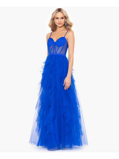 BLONDIE NITES Womens Zippered Spaghetti Strap Sweetheart Neckline Full-Length Formal Fit + Flare Dress
