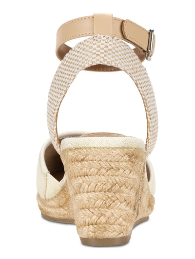 STYLE & COMPANY Womens Beige Mixed Media Ankle Strap Padded Mailena Round Toe Wedge Buckle Espadrille Shoes 6.5 M