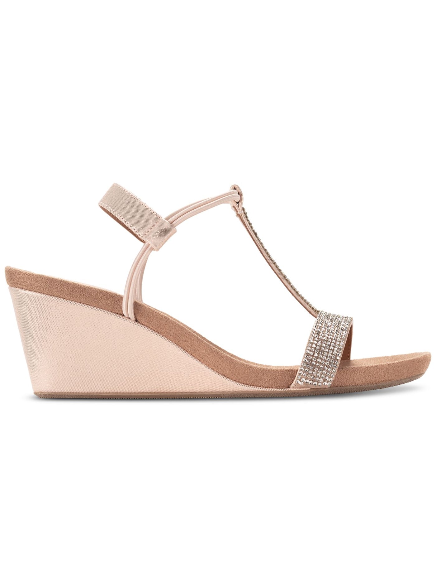 STYLE & COMPANY Womens Pink Slip-Resistant Sole Embellished T-Strap Mulan Round Toe Wedge Slip On Dress Slingback Sandal 11 M