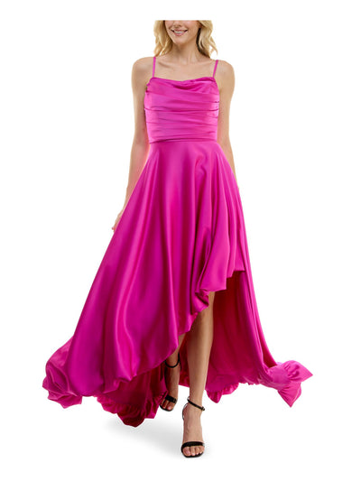 TAYLOR Womens Pink Ruched Zippered Removable Straps Asymmetric Hem Sleeveless Strapless Full-Length Prom Gown Dress 8