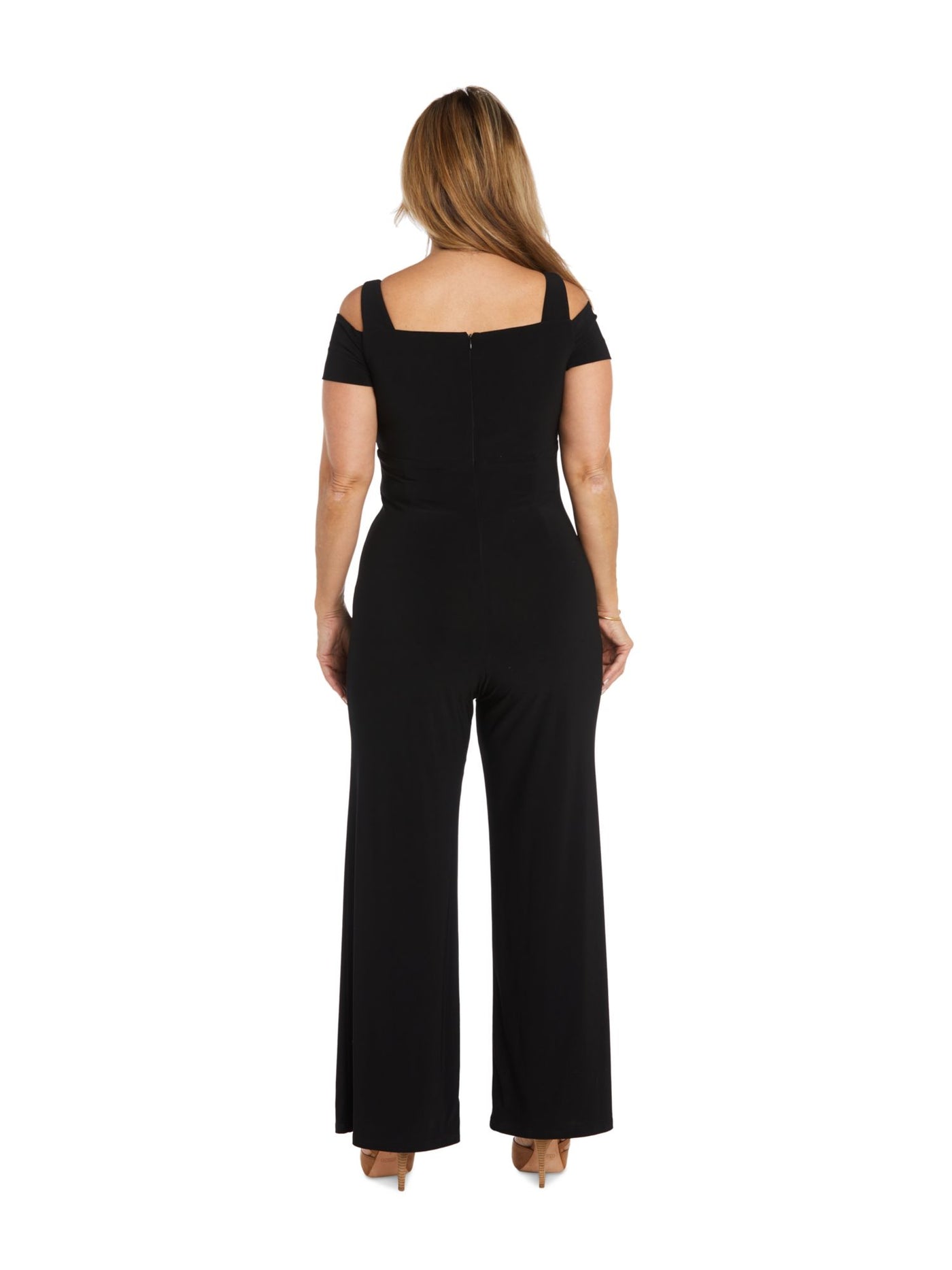 R&M RICHARDS Womens Cold Shoulder Short Sleeve Party Wide Leg Jumpsuit