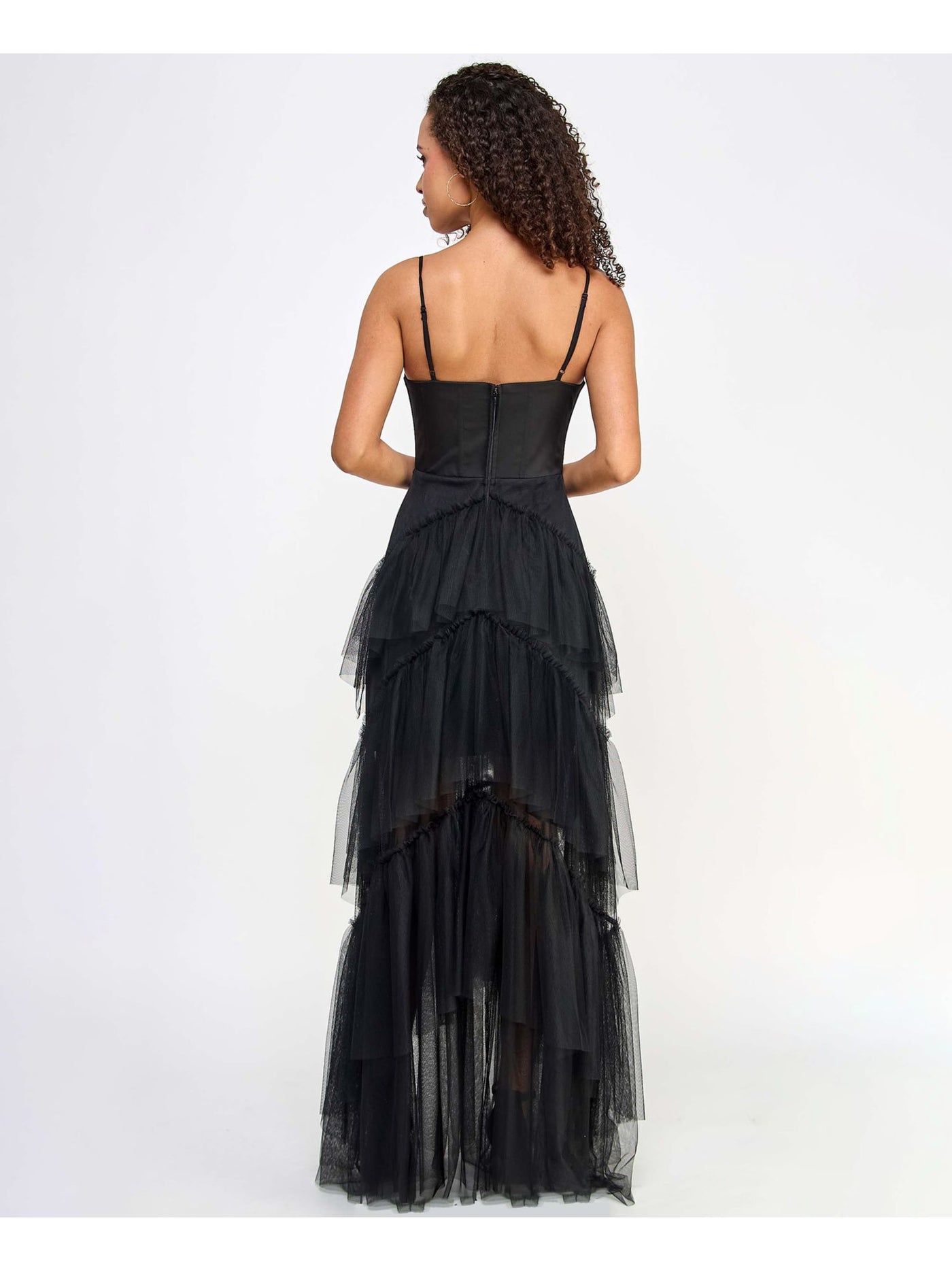 City Studio Womens Juniors Corset Tiered Evening Dress Black 0 City Studio Womens Juniors Corset Tiered Evening Dress Black 0