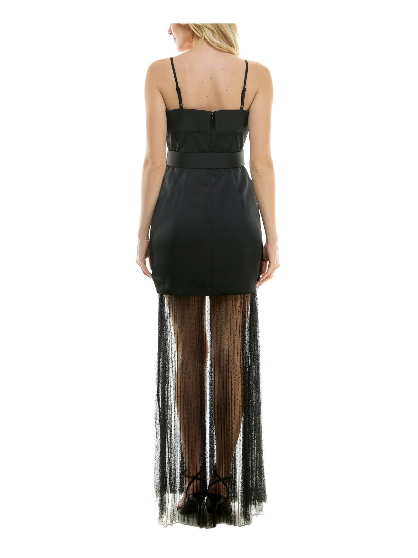 TAYLOR Womens Zippered Spaghetti Strap Square Neck Maxi Evening Sheath Dress