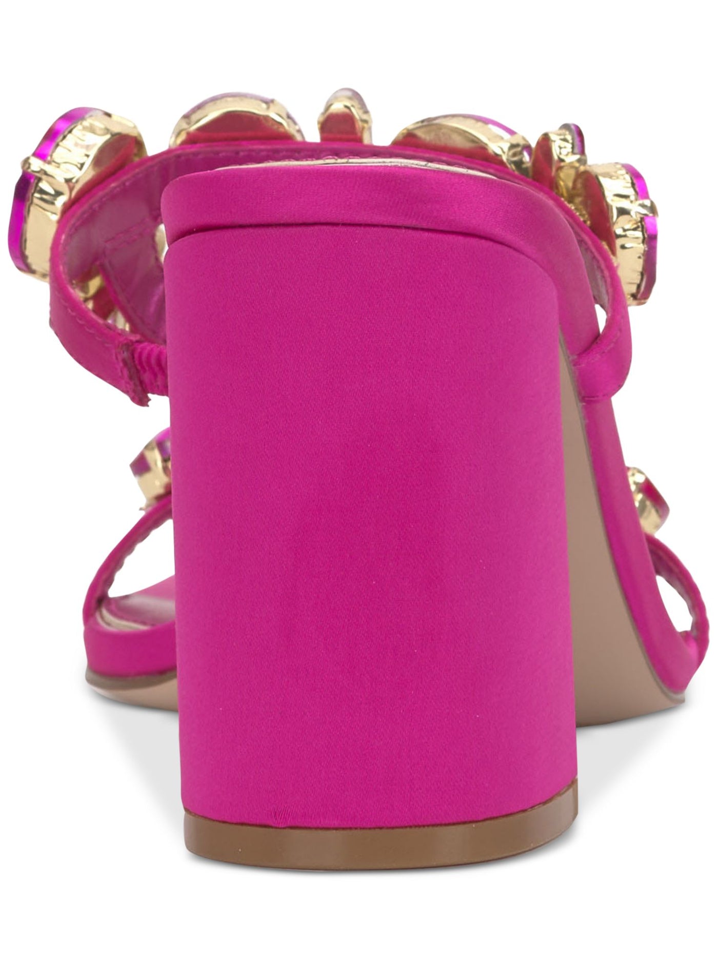 JESSICA SIMPSON Womens Pink Goring Padded Embellished Asymmetrical Amilir Square Toe Block Heel Slip On Dress Heeled Sandal 7 M