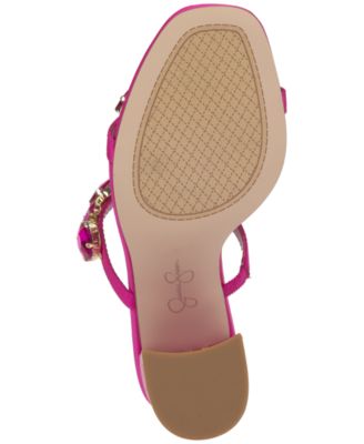 JESSICA SIMPSON Womens Pink Goring Padded Embellished Asymmetrical Amilir Square Toe Block Heel Slip On Dress Heeled M