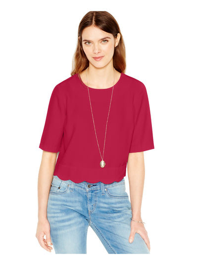 MAISON JULES Womens Pink Short Sleeve Jewel Neck Top Size: S