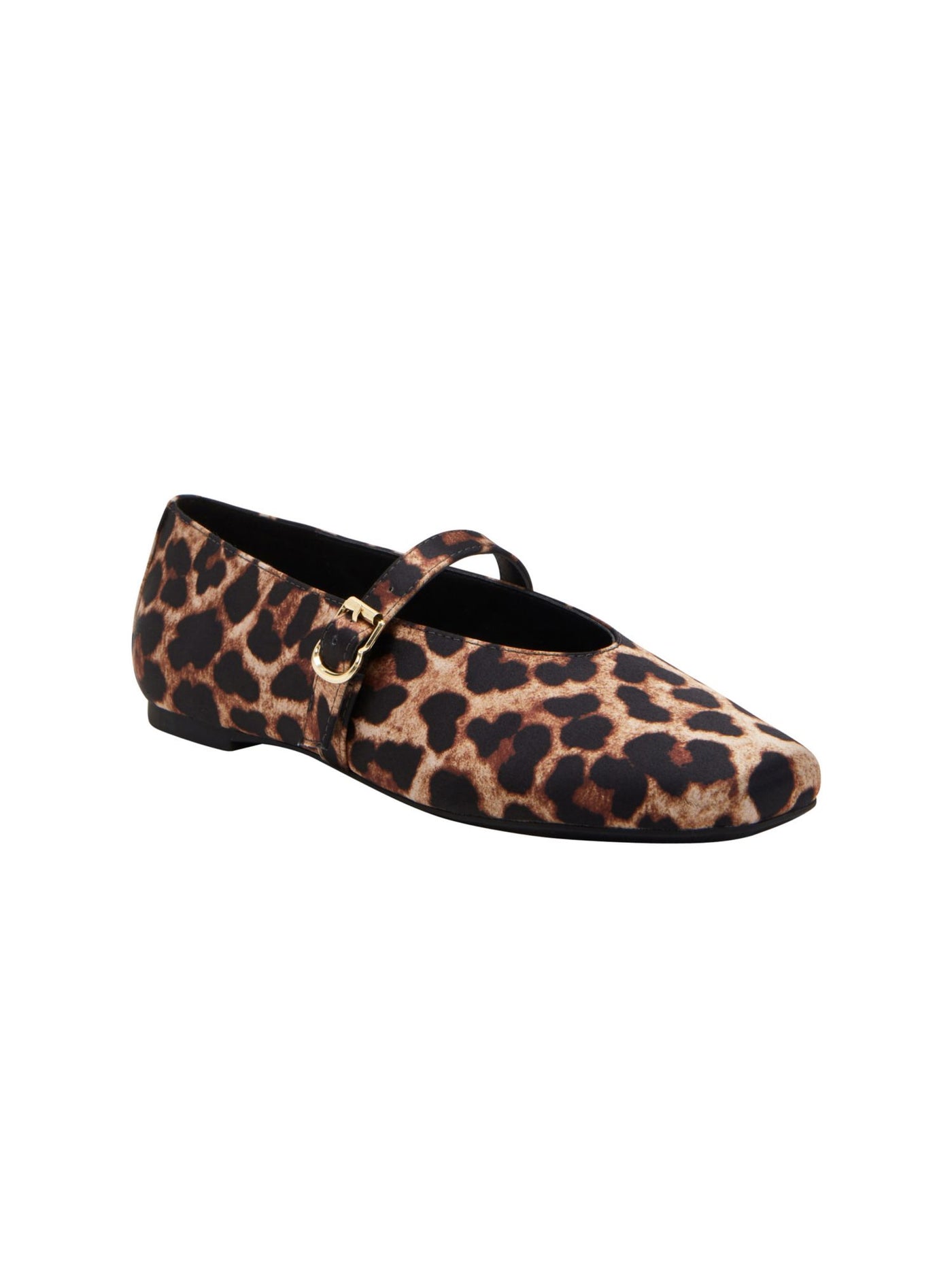KATY PERRY Womens Beige Animal Print Mary Jane Padded Evie Square Toe Buckle Flats Shoes 5.5 M