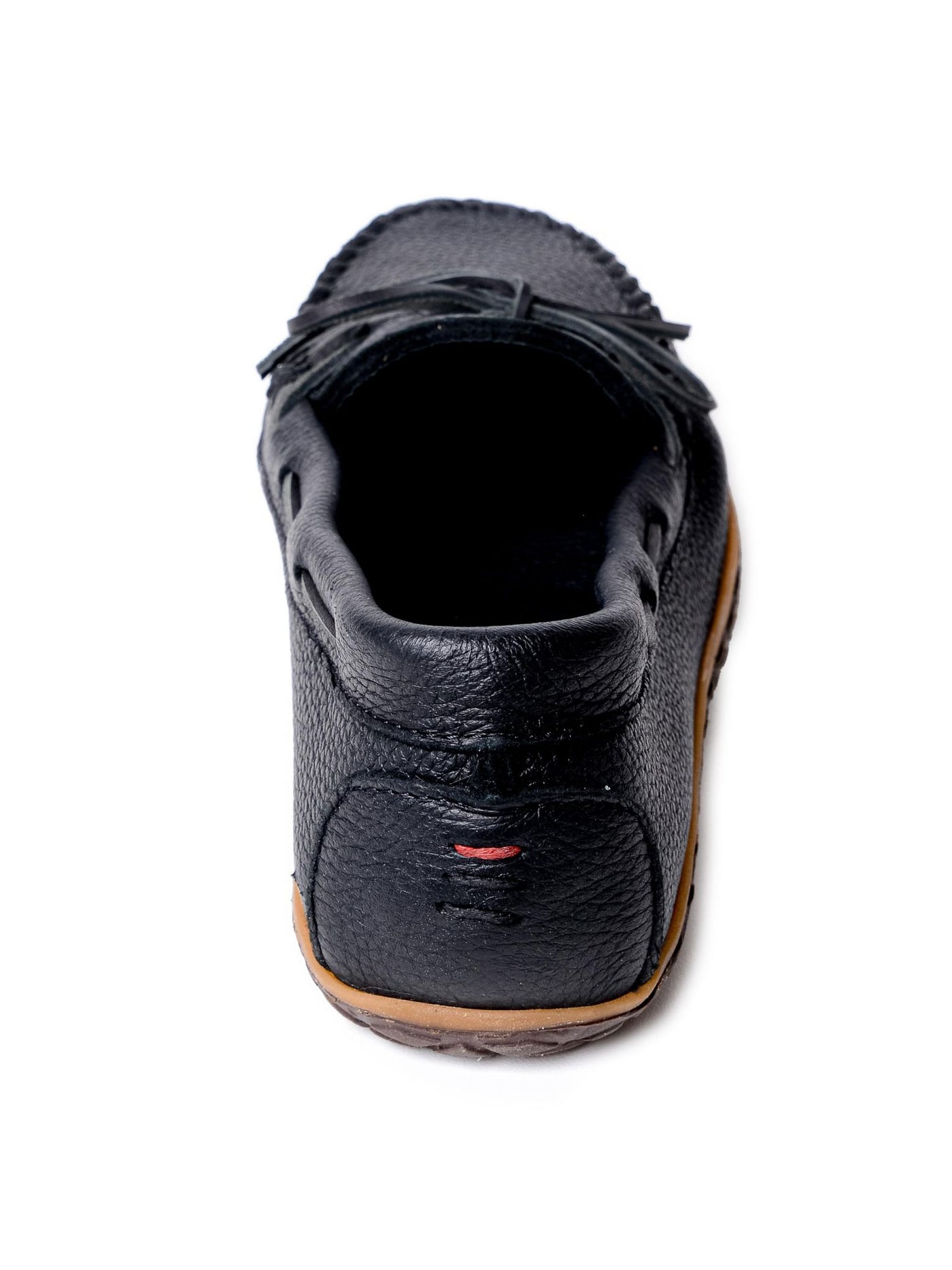 MINNETONKA Mens Black Textured Padded Bow Accent Water Resistant Moosehide Round Toe Slip On Leather Flats Shoes 8
