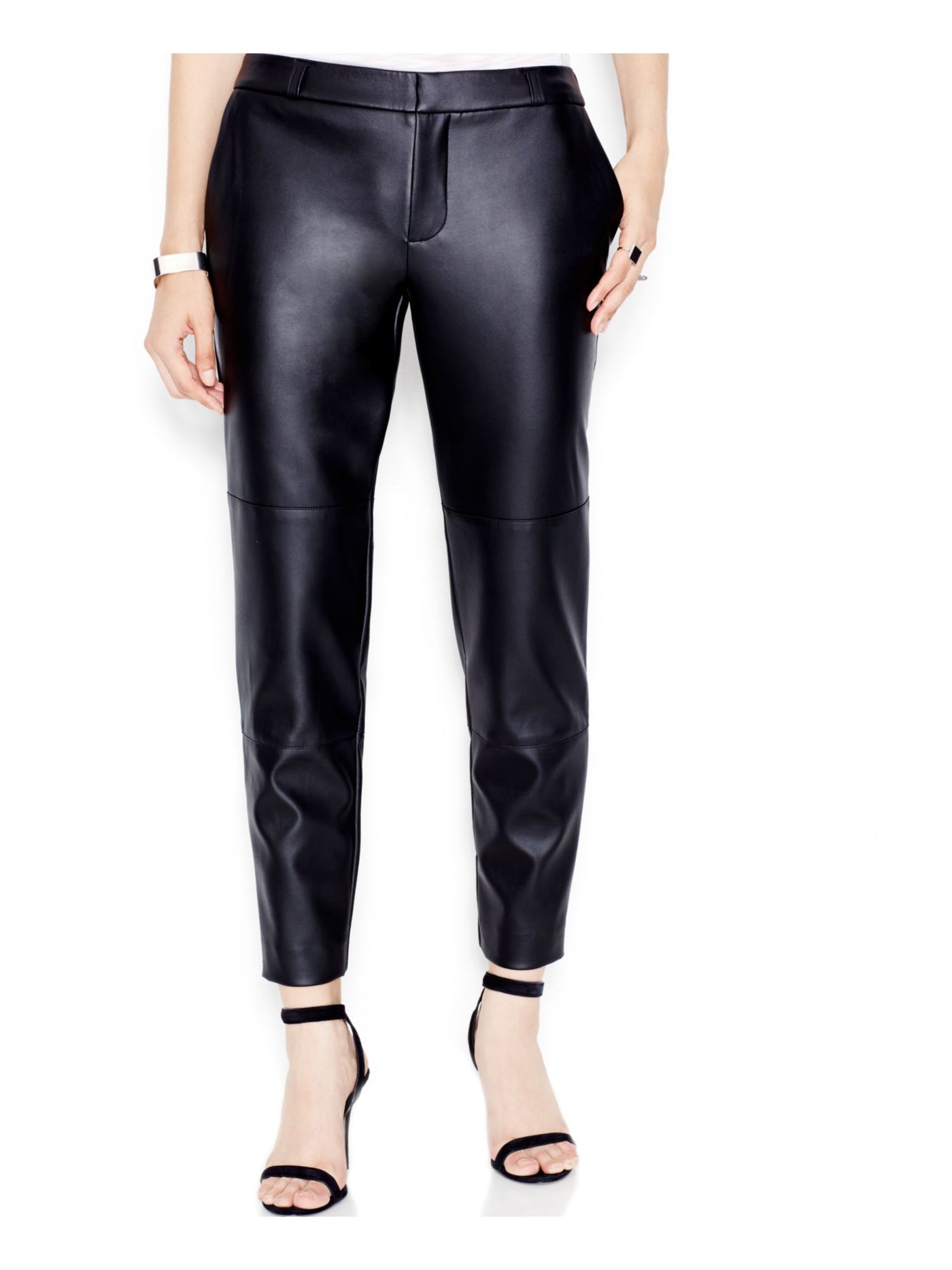 RACHEL ROY Womens Black Faux Leather Straight leg Pants 6