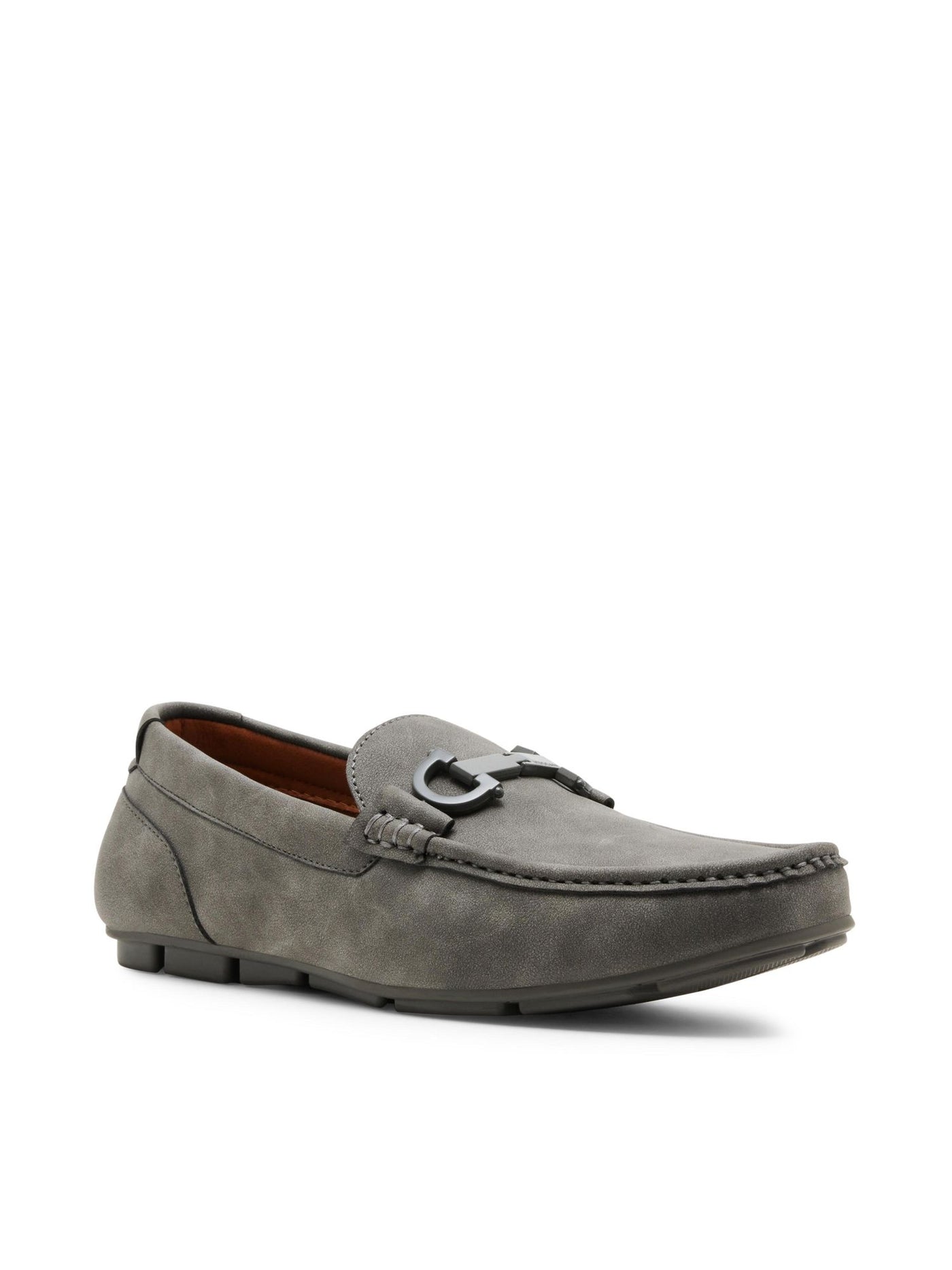 MADDEN Mens Gray Woven-Embossed Vamp Bit Hardware Padded M-dashin Square Toe Slip On Loafers Shoes 10 M