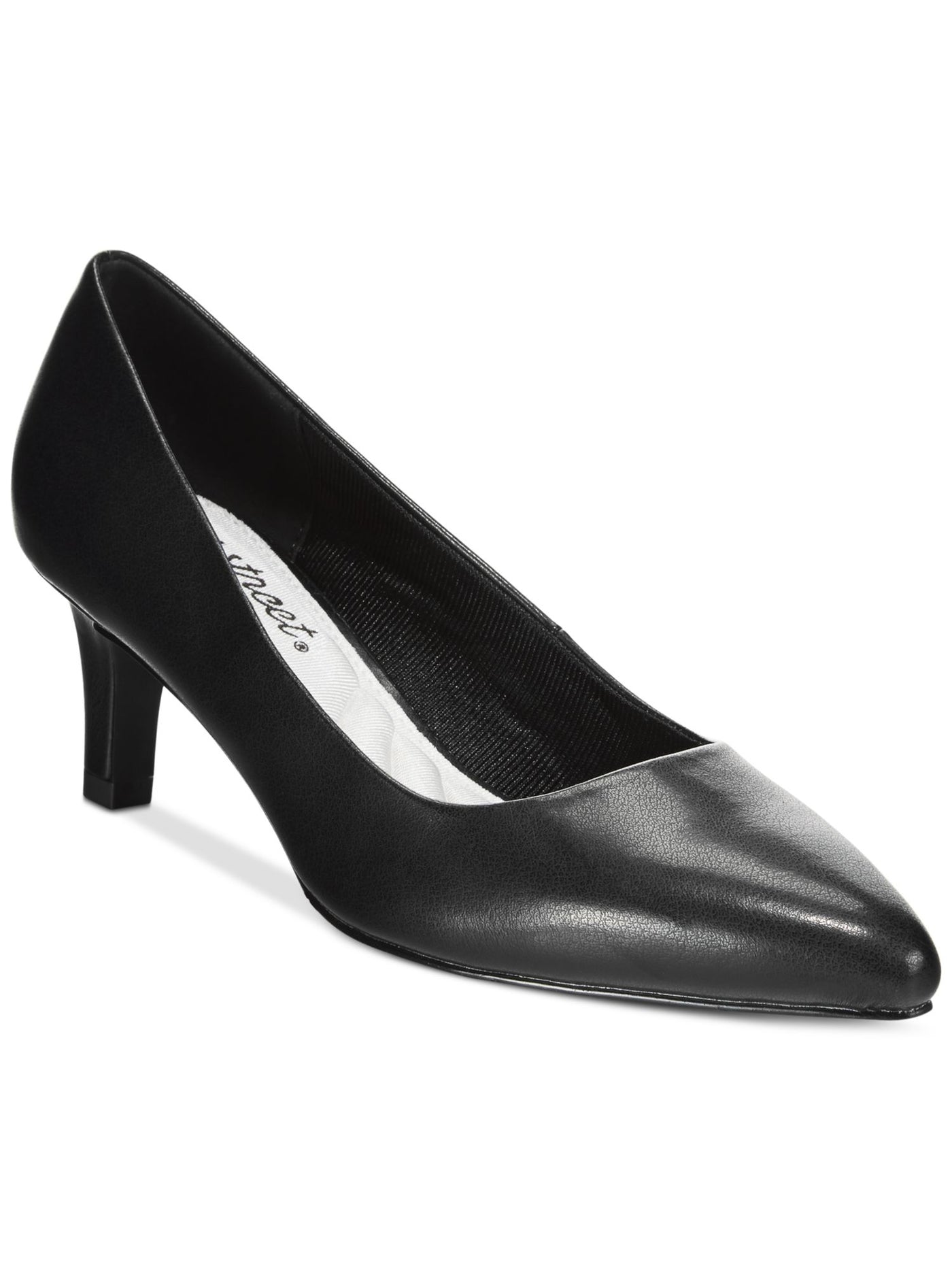 EASY STREET Womens Black Padded Comfort Pointe Pointed Toe Kitten Heel Slip On Dress Pumps Shoes 6 M